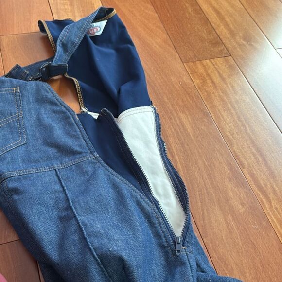 Levi's Vtg 70s Ski Bib Denim Blue Jean Snow Suit Overalls Apres Womens 10/12 - Picture 12 of 16